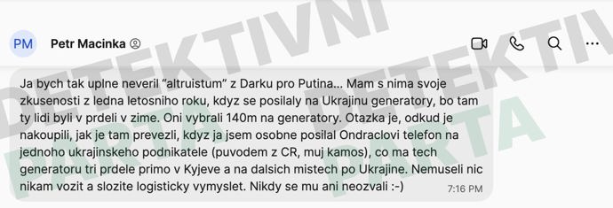 Korespondence Petra Macinky s falešným Thomasem Pauknerem. 
