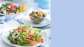 Recept na zelený salát s jablky, pancettou a krutony