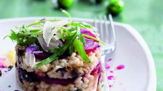 Recept na houbové rizoto s marinovanou řepou
