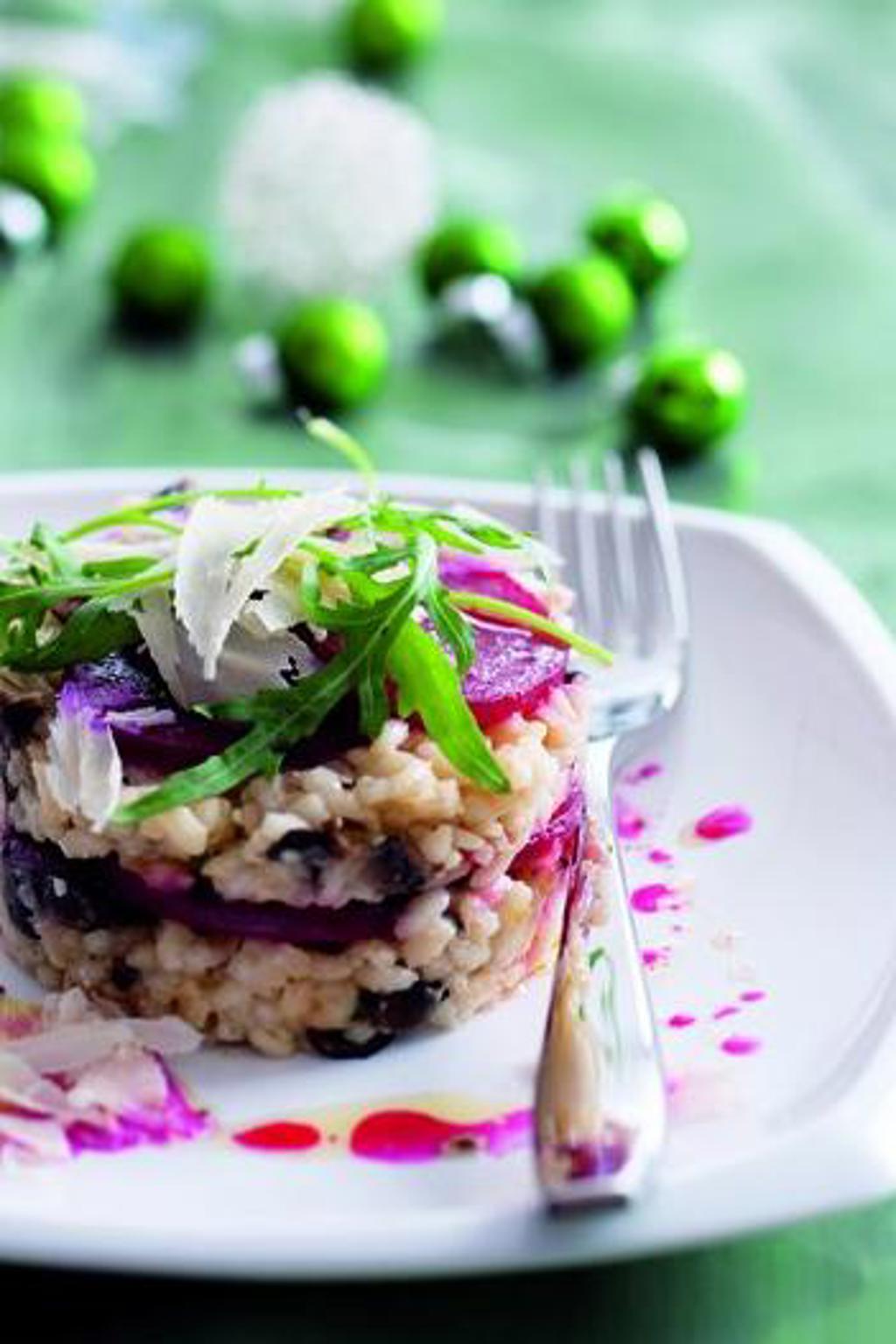 Recept na houbové rizoto s marinovanou řepou