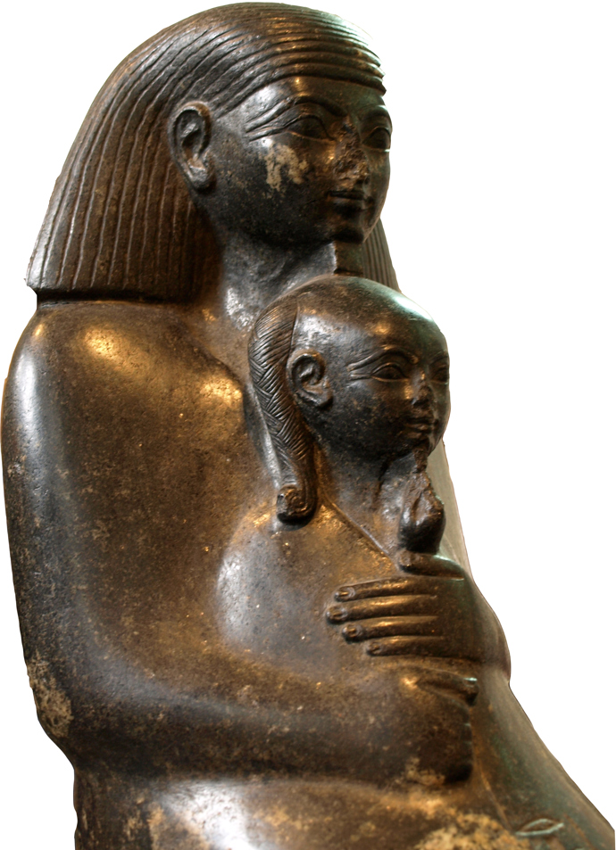 Socha Senenmuta s dcerou Hatšepsut a Thutmose II. Nefrure