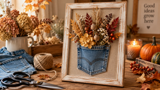 DIY: Staré džíny nevyhazujte. Z kapsy a sušených květin vytvoříte podzimní dekoraci za pár korun