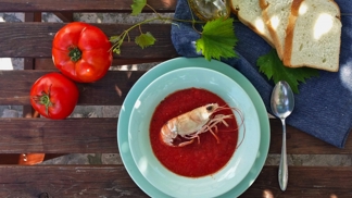 Elle menu: Gazpacho s krevetou