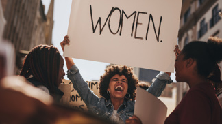 Group of female demonstrating