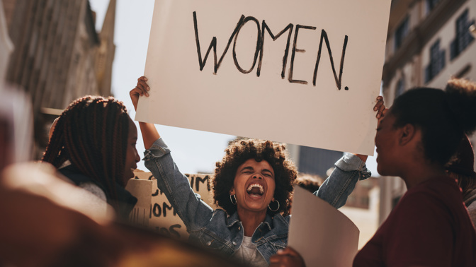 Group of female demonstrating