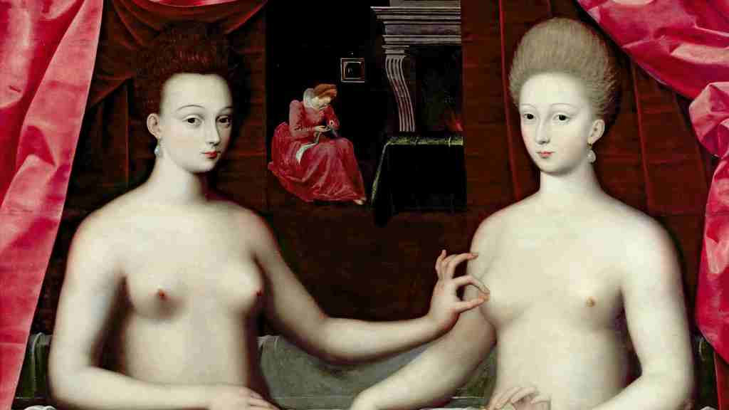 Gabrielle d'Estrées and one of her sisters, duchesse de Villars. Artist: Master of the School of Fontainebleau Gabrielle d'Estrées and one of her sisters, duchesse de Villars. Artist: Master of the School of Fontainebleau