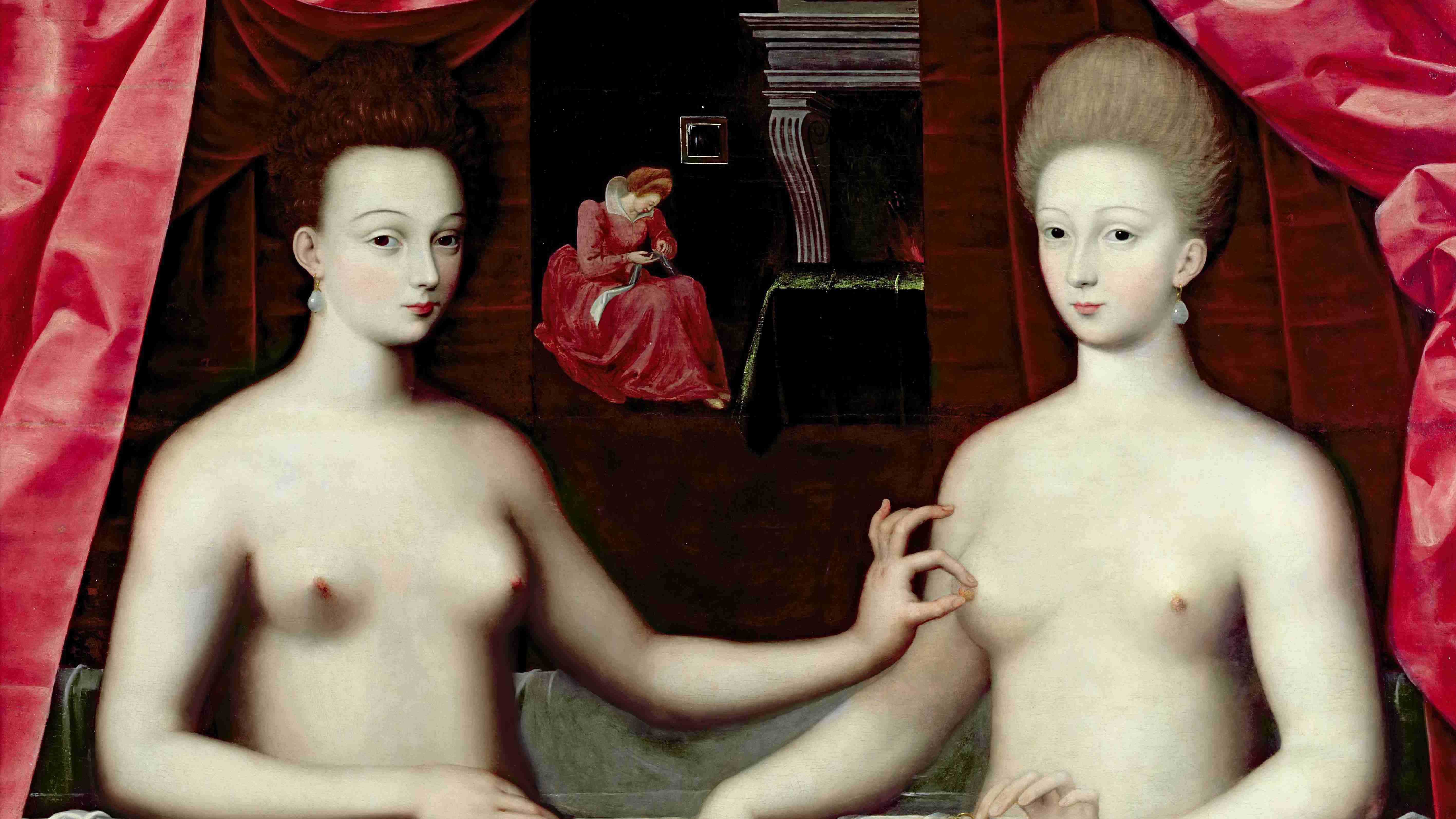 Gabrielle d'Estrées and one of her sisters, duchesse de Villars. Artist: Master of the School of Fontainebleau