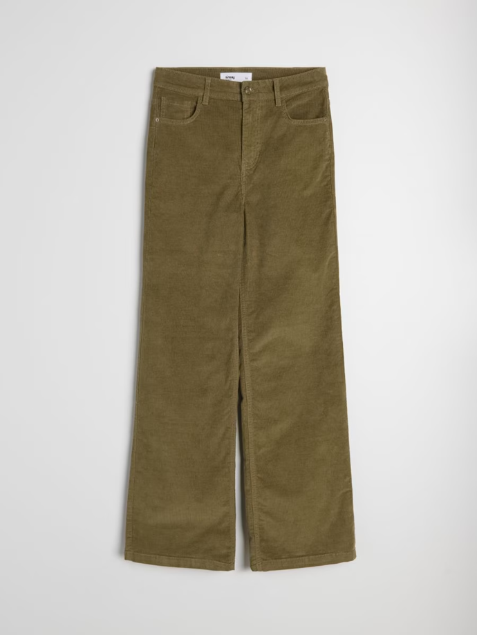 Manšestrové kalhoty wide leg s vysokým pasem, Sinsay, 359 Kč