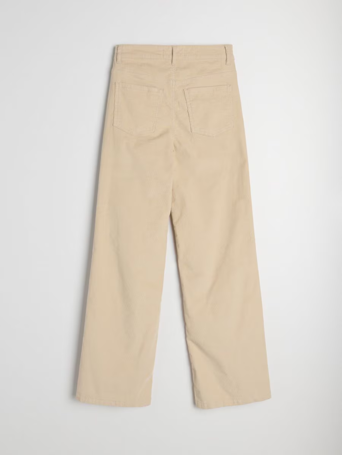 Manšestrové kalhoty wide leg s vysokým pasem, Sinsay, 359 Kč