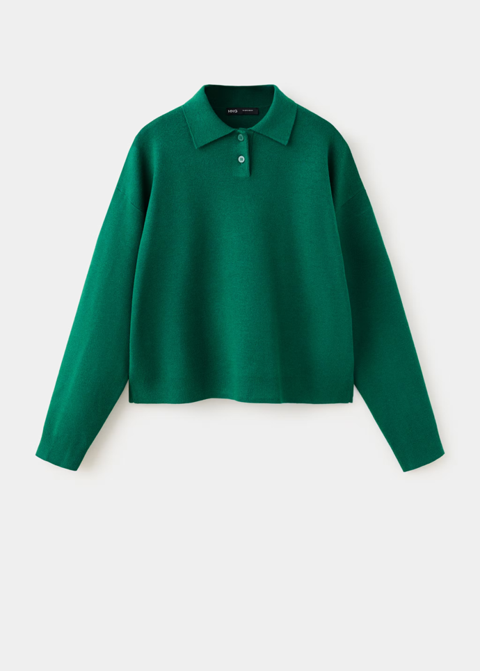 Úpletový svetr s polo límečkem, Mango, 899 Kč