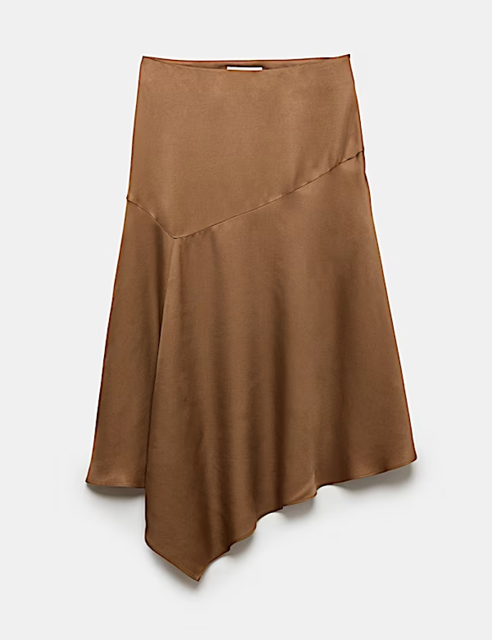 Saténová asymetrická midi sukně, Marks&Spencer, 1299 Kč