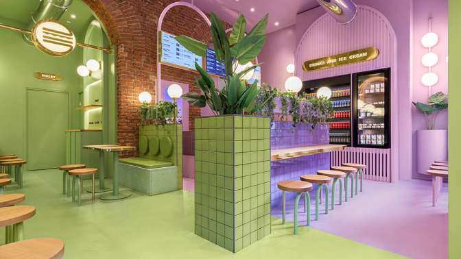 Restaurace Bun v Miláně, design Masquespasio