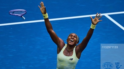 FOTO: Coco Gauff během zápasu s Mirrou Andrejevovou na US Open.