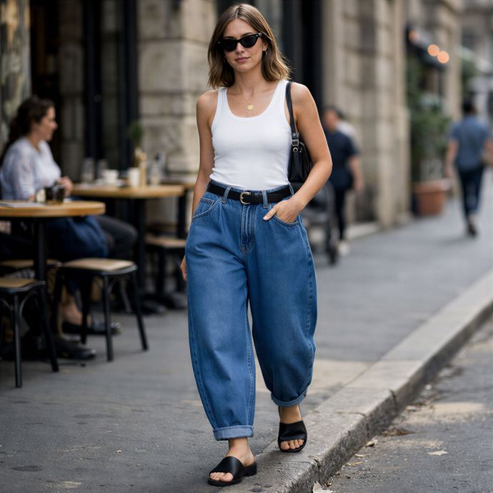 Barrel džíny ohrnuté nad kotníky jsou letos trendy. Výsledek působí odlehčeně a sexy. Na podzim je tak můžete nosit i s nízkými teniskami nebo kozačkami. Barrel džíny ohrnuté nad kotníky jsou letos trendy. Výsledek působí odlehčeně a sexy. Na podzim je tak můžete nosit i s nízkými teniskami nebo kozačkami.
