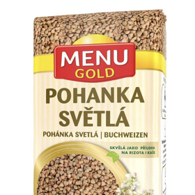 Pohanka světlá je přirozeně bezlepková pseudoobilovina s jemnou, oříškovou chutí. Světlá je proto, že se loupe mechanicky zastudena, díky čemuž si zachovává nejen svou přirozenou nazelenalou barvu, ale také vysoký obsah živin. Je bohatá na rutin, který je prospěšný pro cévy,
vlákninu, vitamíny E, B a minerály. 
Cena: 49,90 Kč
www.menugold.cz