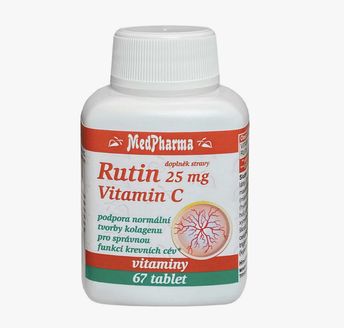 Doplněk stravy Rutin 25 mg + vitamin C vám pomůže v podpoření vitality a odolnosti vůči nepříznivým vlivům, které na lidský organismus každý den působí. 54 Kč