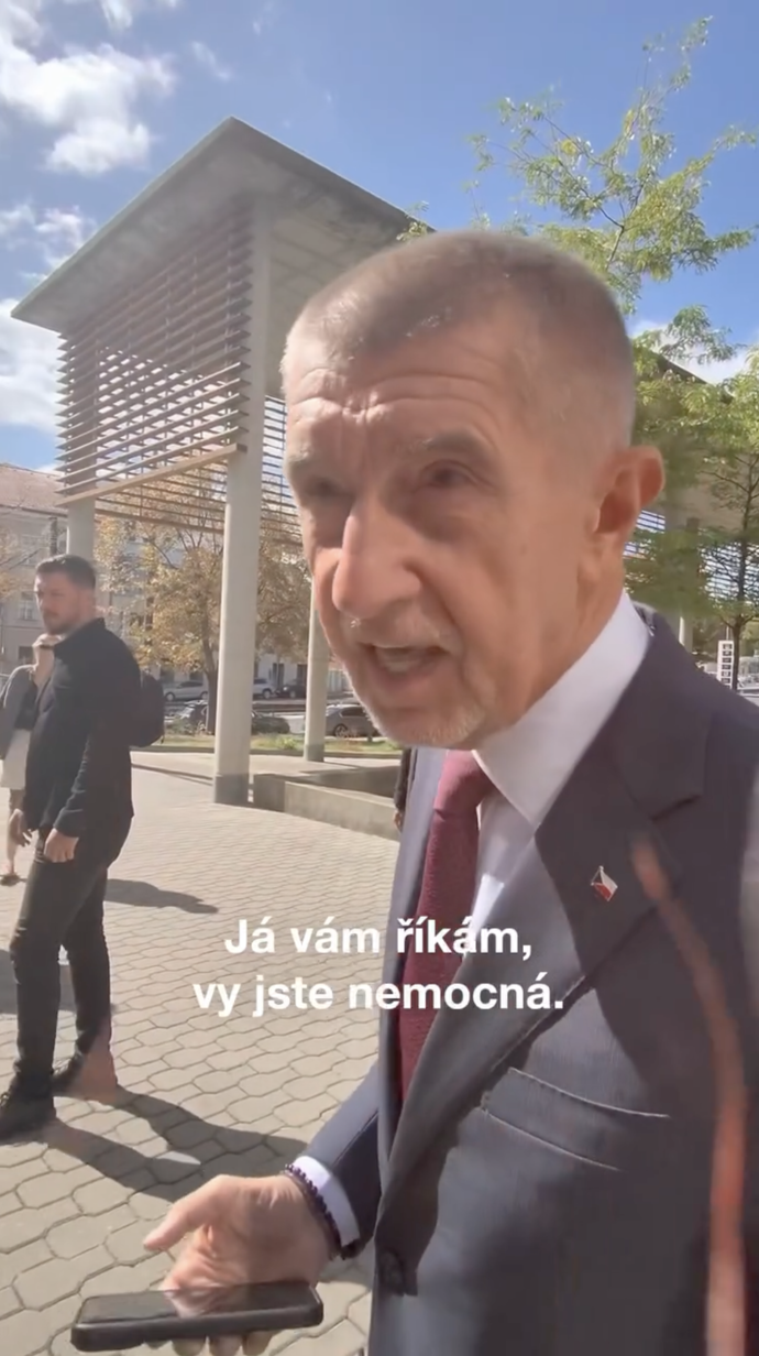 Andrej Babiš se během rozhovoru s Norou Fridrichovou viditelně rozčílil a poslal ji, ať se jde léčit.