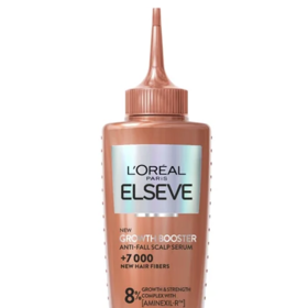 Loréal Paris Elseve Growth Booster sérum při vypadávání vlasů stimuluje vlasovou pokožku, regeneruje a podporuje optimální hustotu vlasů. 296 Kč