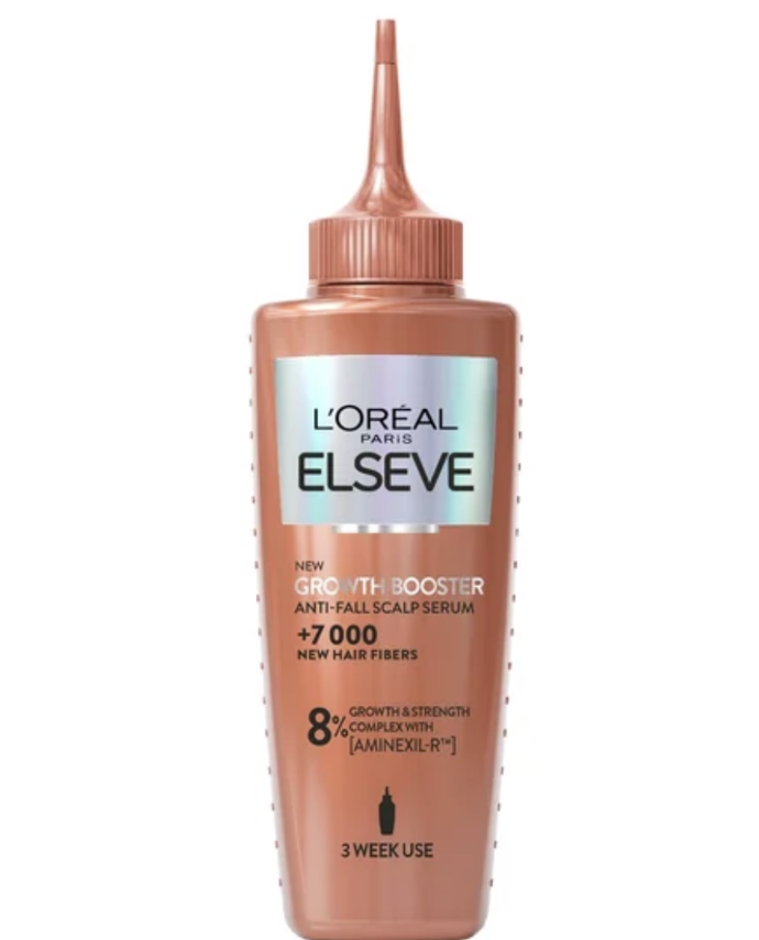 Loréal Paris Elseve Growth Booster sérum při vypadávání vlasů stimuluje vlasovou pokožku, regeneruje a podporuje optimální hustotu vlasů. 296 Kč