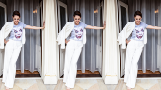 Outfit of the day: Klára Issová v bílém kostýmku 