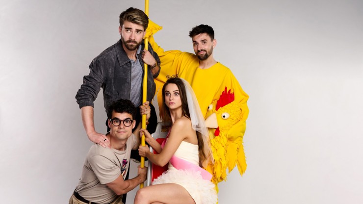 Filip Březina, Marek Lambora, Václav Matějovský a Michaela Petřeková v seriálu Boží plán.