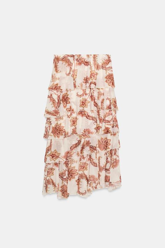 Vzorovaná sukně s volány, Zara, 849 Kč
