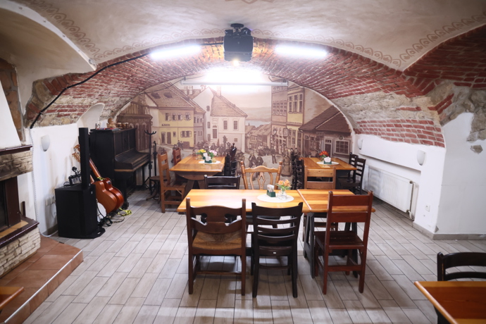 Prostory restaurace Rabínův šenk.