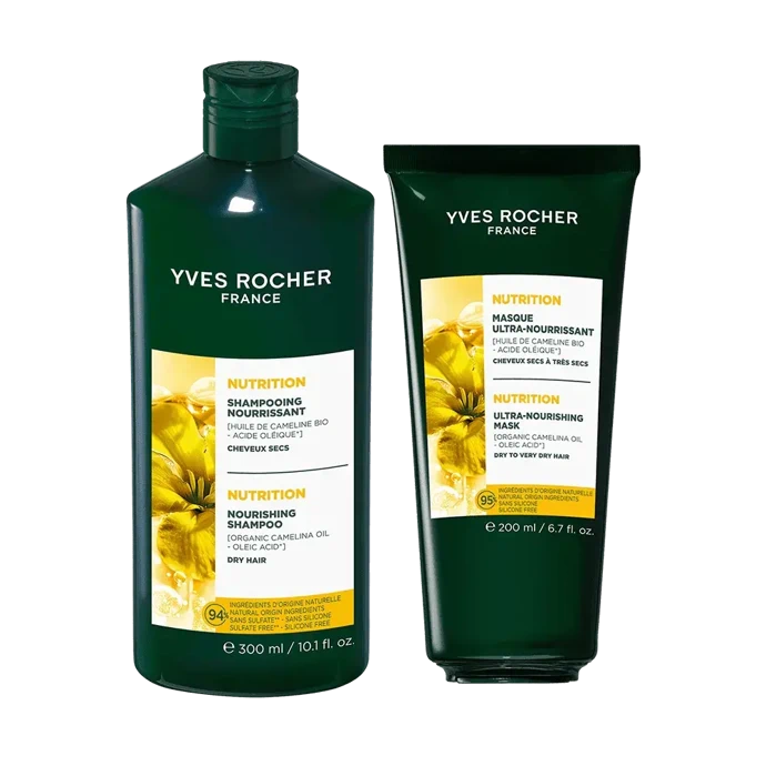 Vyživující sada pro suché vlasy (šampon a maska) Yves Rocher, 399 Kč Vyživující sada pro suché vlasy (šampon a maska) Yves Rocher, 399 Kč