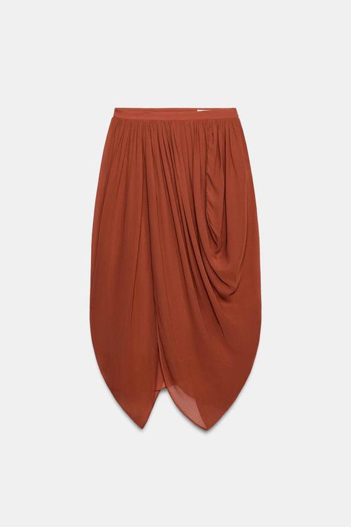 Asymetrická řasená midi sukně, Zara, 1299 Kč