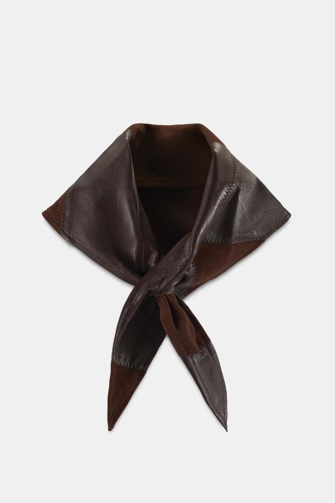 Kombinovaná bandana ze 100% broušené kůže, Zara, 699 Kč