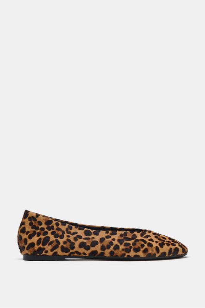 Kožené baleríny se vzorem, Zara, 1299 Kč