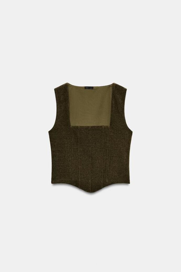 Manšestrový top korzetového stylu, Zara, 499 Kč