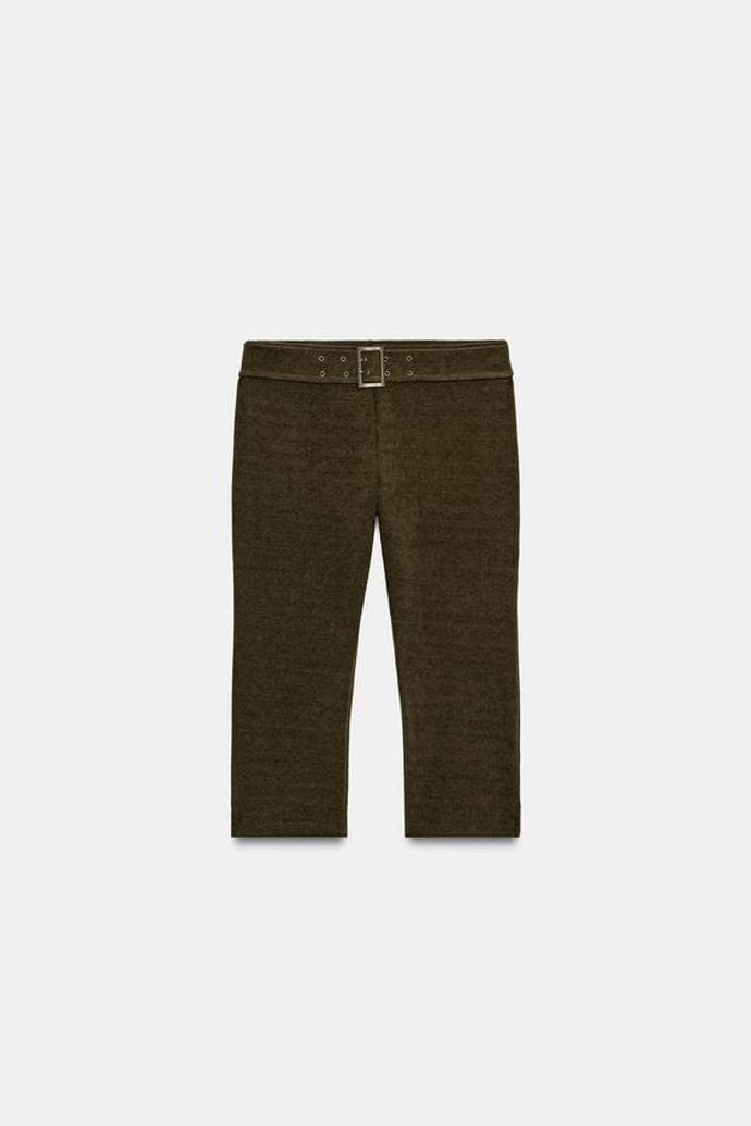 Manšestrové capri kalhoty s páskem, Zara, 649 Kč