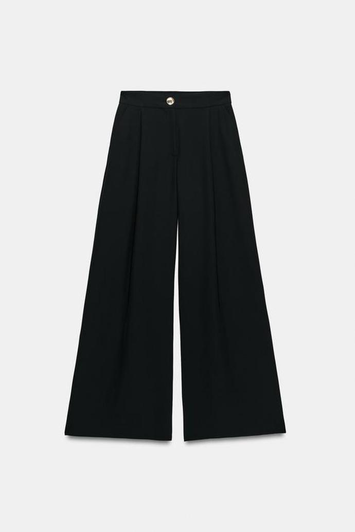 Palazzo kalhoty se zlatým knoflíkem, Zara, 849 Kč