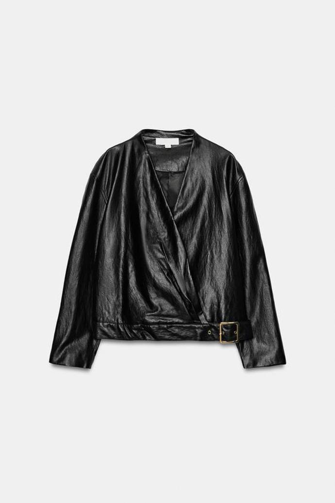 Překřížená bunda z imitace kůže, Zara, 1299 Kč