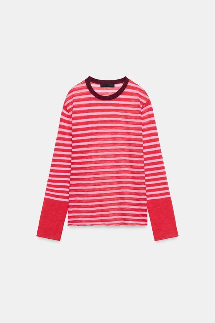 Pruhovaný úpletový svetr, Zara, 699 Kč
