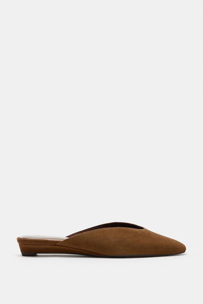 Semišové mules na klínovém podpatku, Zara, 1299 Kč