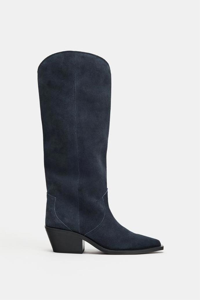 Semišové kovbojské kozačky, Zara, 2999 Kč