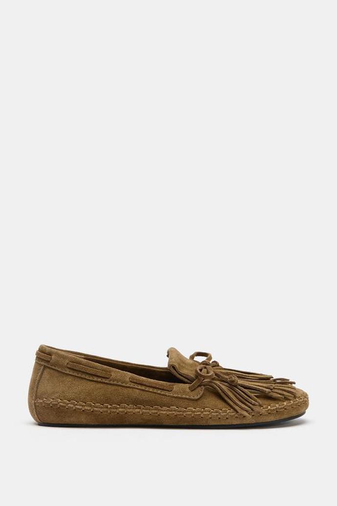 Semišové mokasíny s třásněmi, Zara, 1599 Kč
