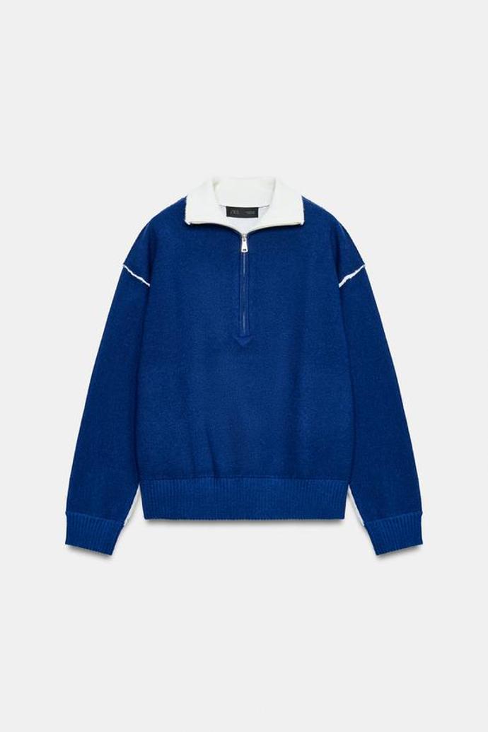 Oversize svetr z kombinovaného úpletu, Zara, 999 Kč