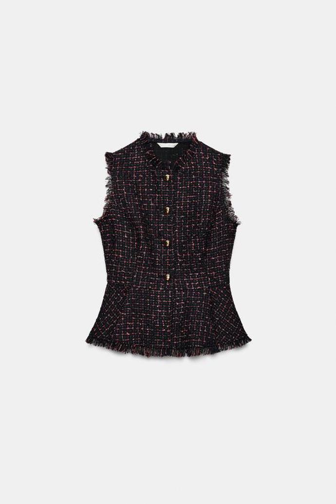 Vesta s třepením a metalickou nití, Zara, 849 Kč