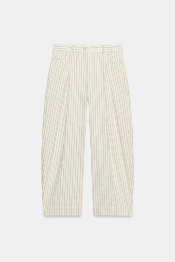 Pruhované kalhoty střihu barrel, Zara, 1199 Kč