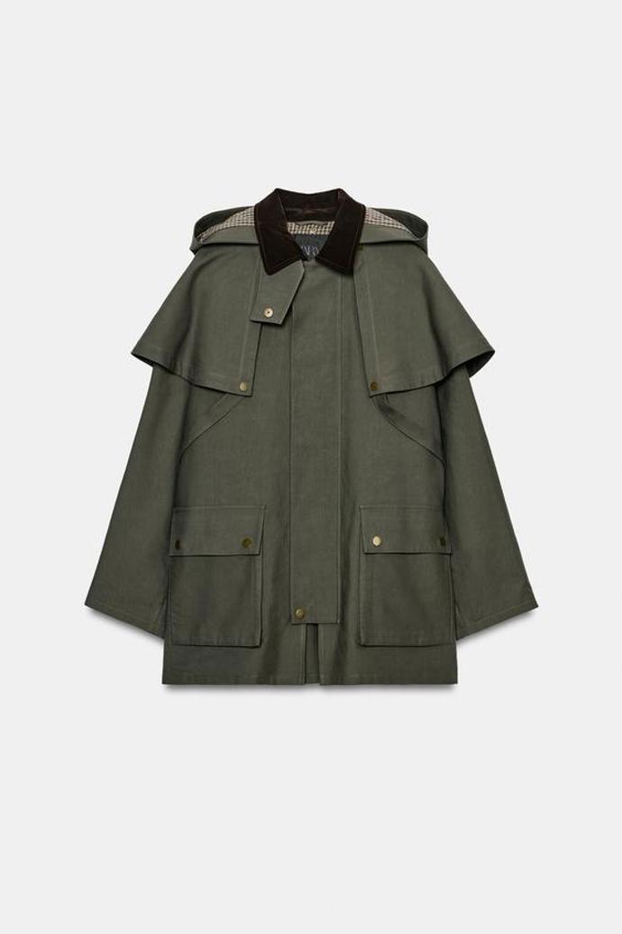 Trenčkot s kapucí a kontrastním límcem, Zara, 2599 Kč