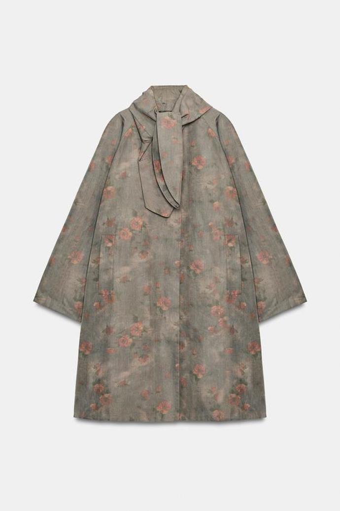 Květovaný trenčkot s šátkem, Zara, 2599 Kč