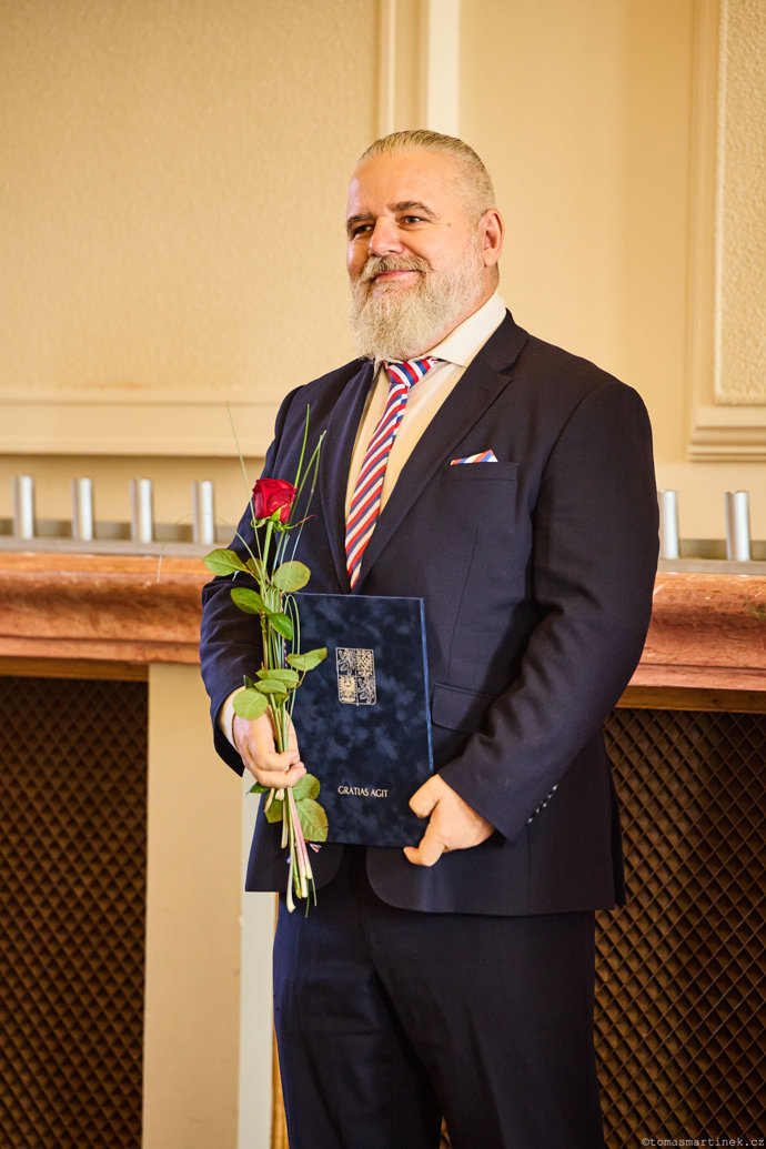Daniel Vávra po obdržení ceny Gratias Agit. 