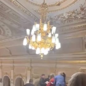 Ochranná služba z galerie Poslanecké sněmovny hrubě vyvedla veřejnost.