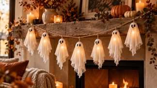DIY: Nevyhazujte staré záclony. Vyrobíte z nich roztomilé halloweenské duchy, kteří mohou i svítit