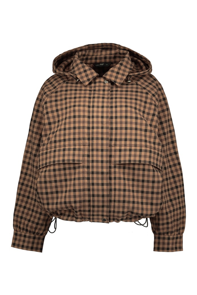 Kostkovaný bomber s kapucí, F&F, 999 Kč