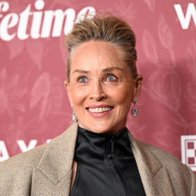 Sharon Stone se nevyhýbá ani pánskému stylu. Objem dodala svým vlasům originálním účesem, kdy horní část vyčesala dozadu a boky stáhla směrem dozadu. 