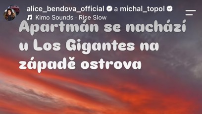 FOTO: Alice Bendová prodává svůj byt, který se nachází na ostrově Tenerife u městečka Los Gigantes.